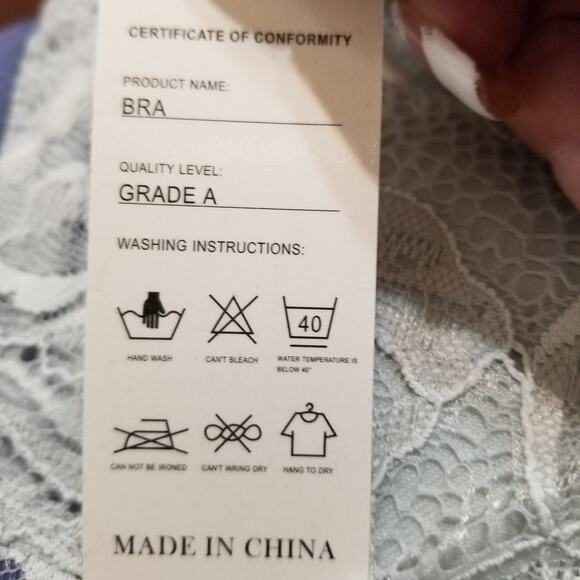 MeooLiisy Women's 18 Hour Bra No Wire Latex Lined Cup Unpadded Blue Size US 38D - Picture 6 of 11